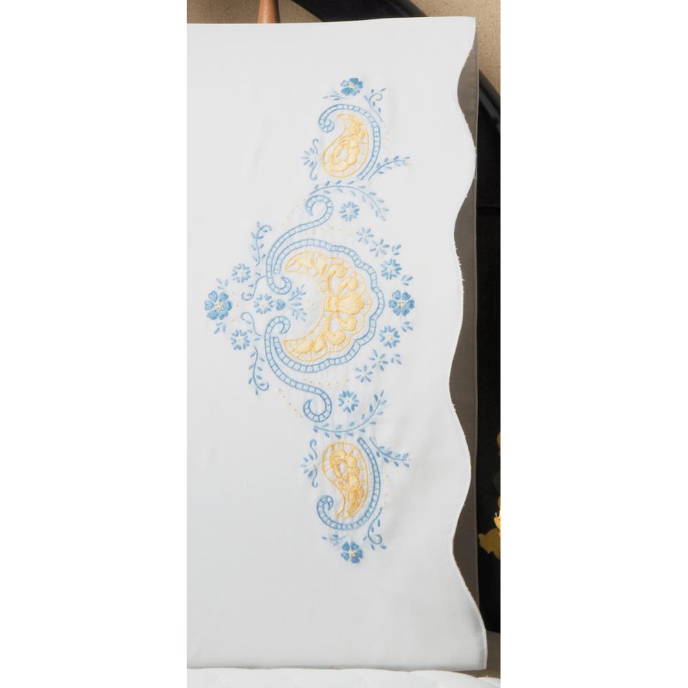 Blue Elegance Pillowcase 20"X30" (Set of 2) T232042 - Stamped Embroidery
