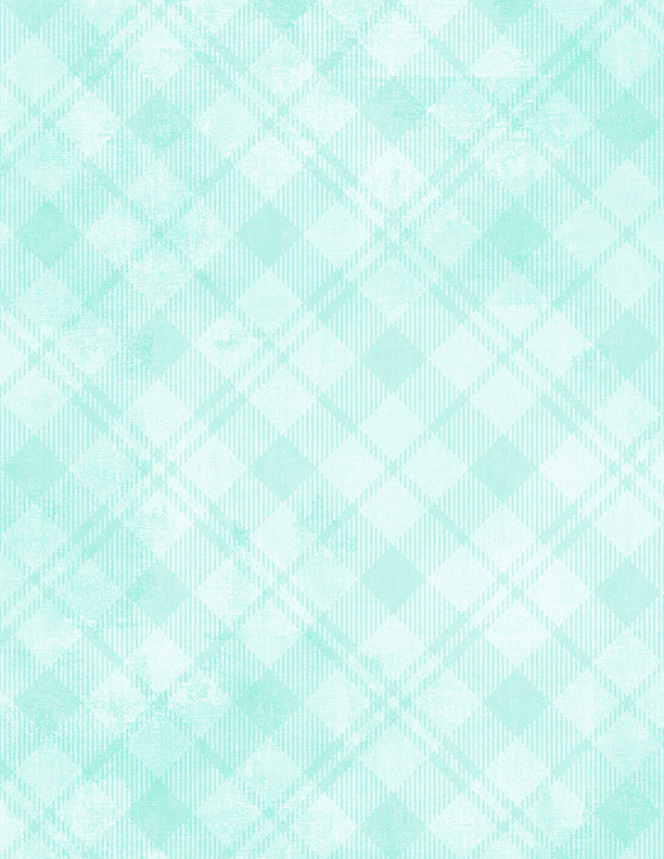 Dry Brush Plaid: PALE AQUA Fabric (1/2 yd)