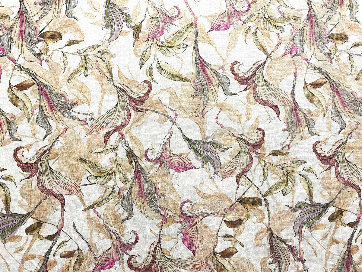 Linen Print Fabric - Sorrento Julietta 076 Mauve Neutral