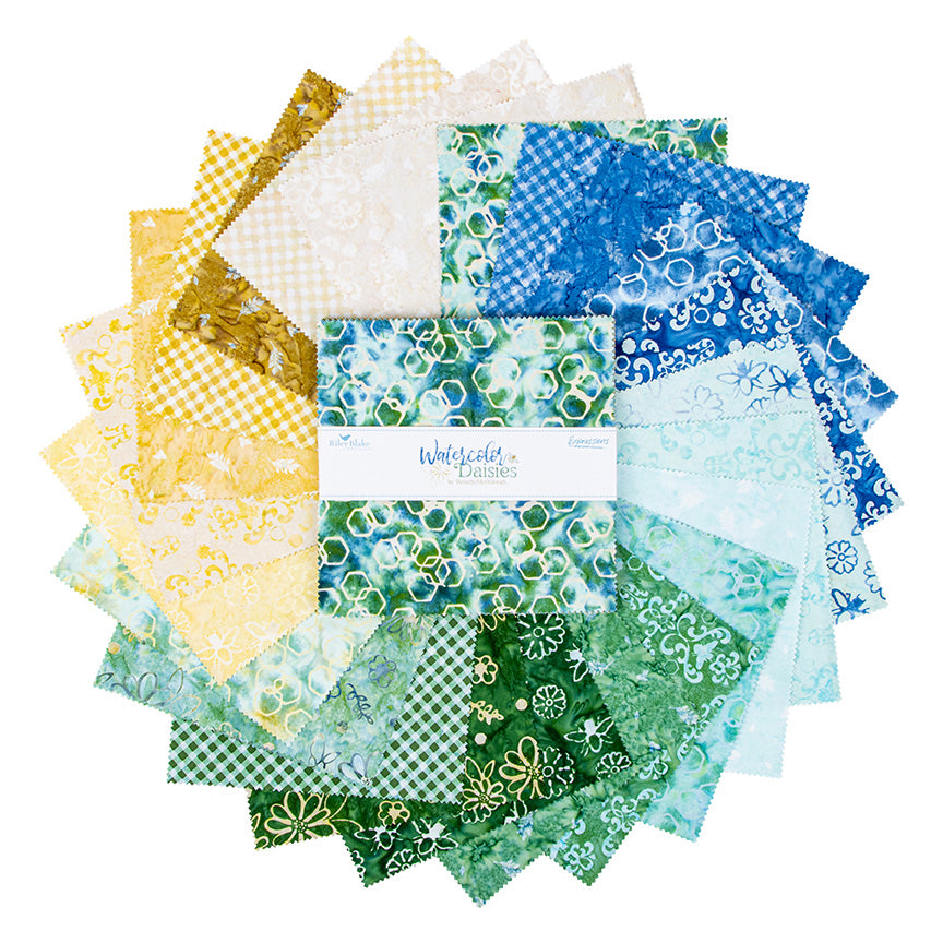 10" Stacker--Watercolor Daisies Expression Batiks by Riley Blake Designs SKU 10-23246-42