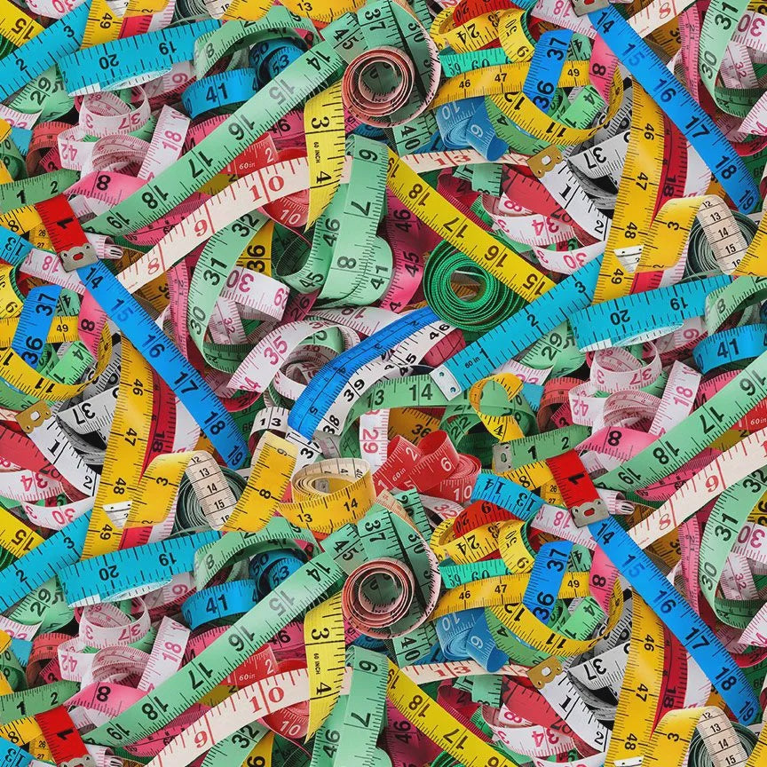 Thread and Thimble Packed Measuring Tapes fabric