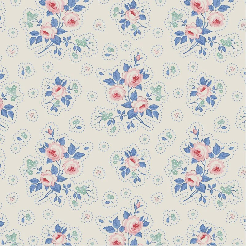 Tilda Something Blue collection First Kiss Cream quilting cotton fabric