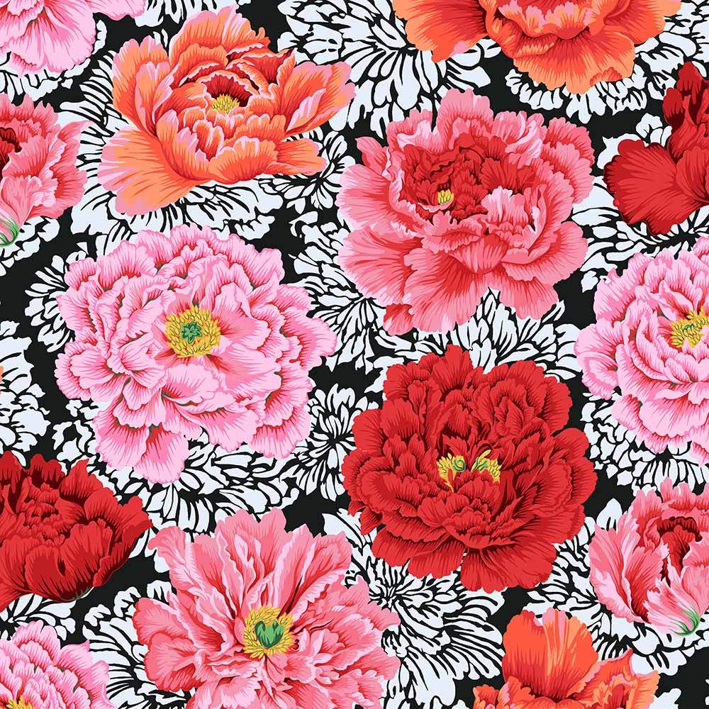 FreeSpirit - Kaffe Fassett Collective - Brocade Peony - Crimson - Yardage