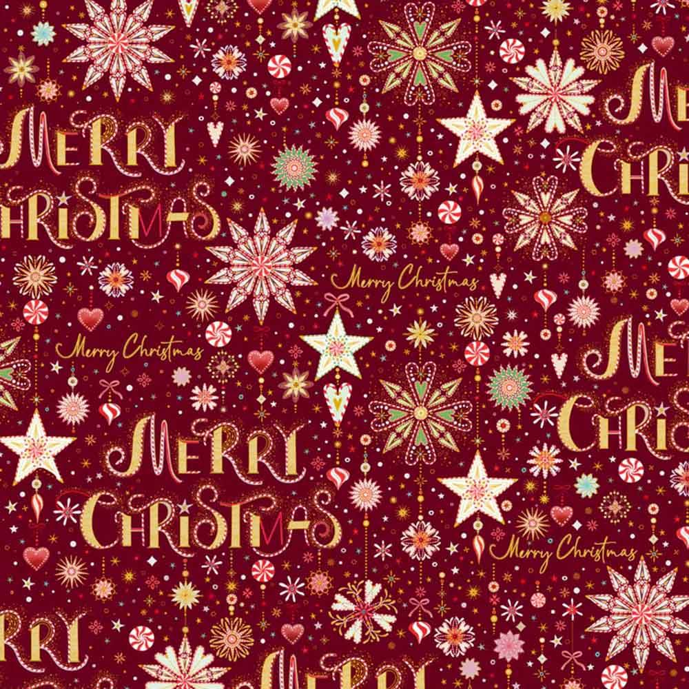 P&B Textiles - Turnowsky Treasures by Turnowsky - Merry Christmas - Dark Red - Yardage