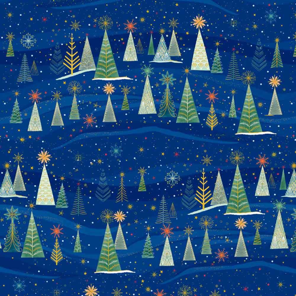 P&B Textiles - Turnowsky Treasures by Turnowsky - Trees Allover - Dark Blue - Yardage