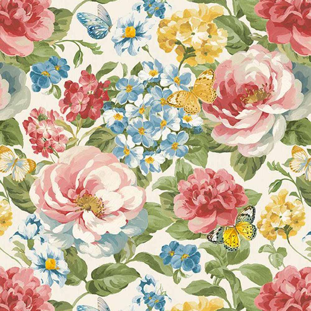 Wilmington Prints - Blushing Meadow by Danhui Nai - Packed Floral - Cream - 108" Wide Yardage