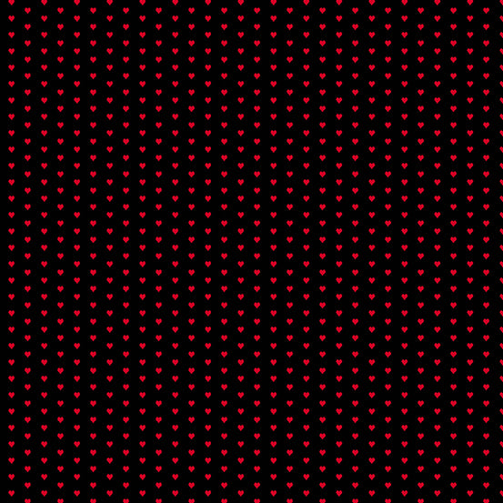 Mini Heart Black Yardage by Andover Fabrics for Andover Fabrics