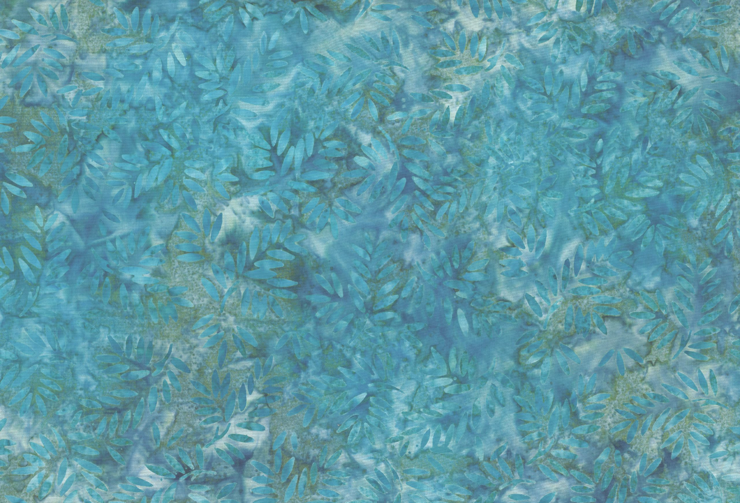 Desert Blossom: LEAVES TEAL Cotton Batik Fabric (1/2 yd)