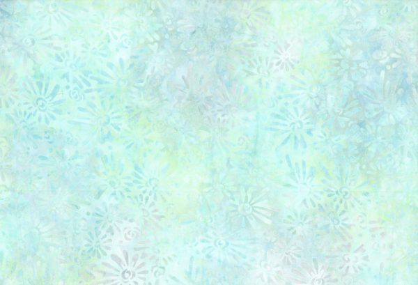 Desert Blossom: FLOWERS ALLOVER Pastel Green Cotton Batik (1/2 yd)