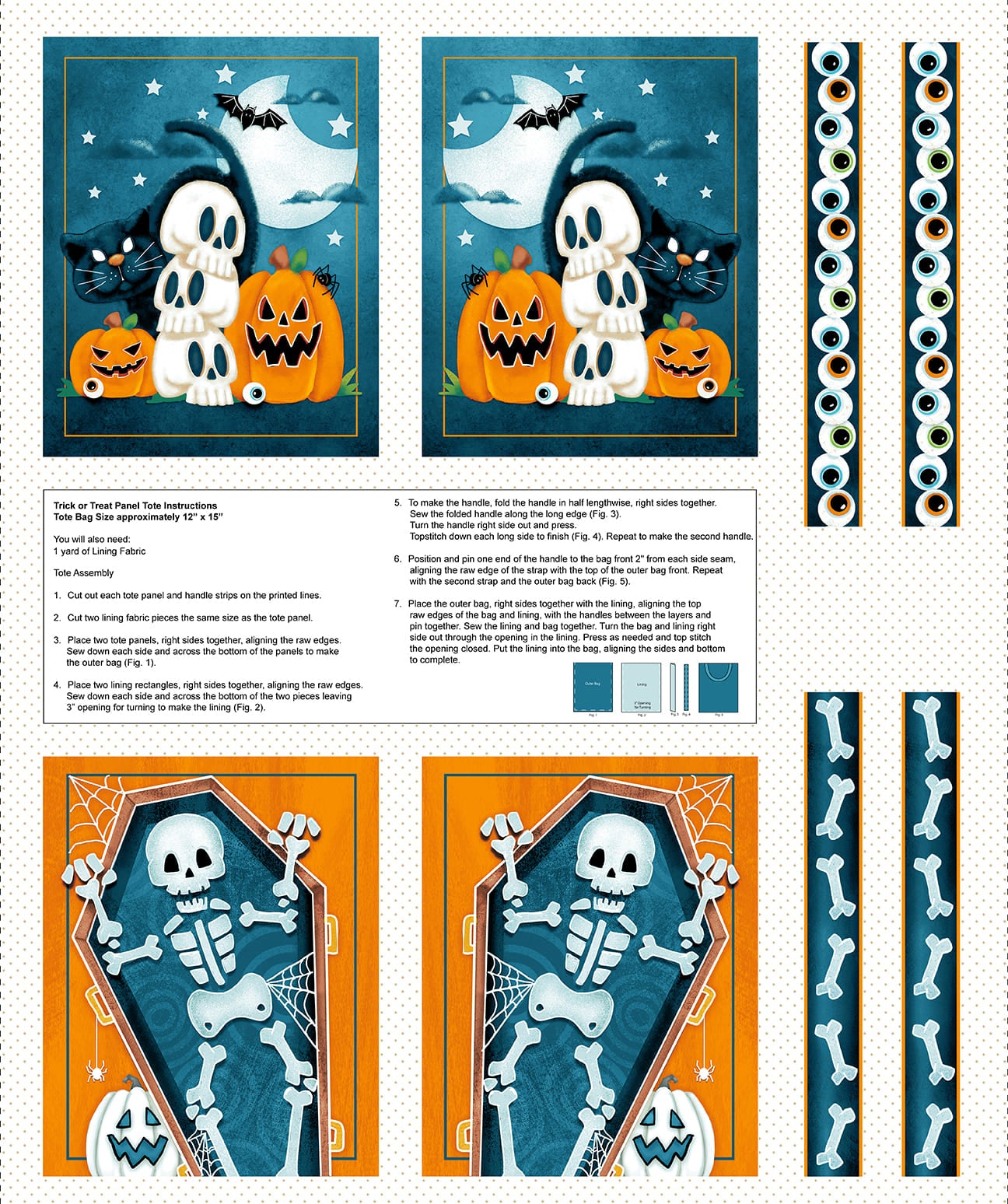 Welcome Foolish Mortals - Glow: 36" TREAT BAG Panel Fabric Q-1456PG-37(1 yd.)