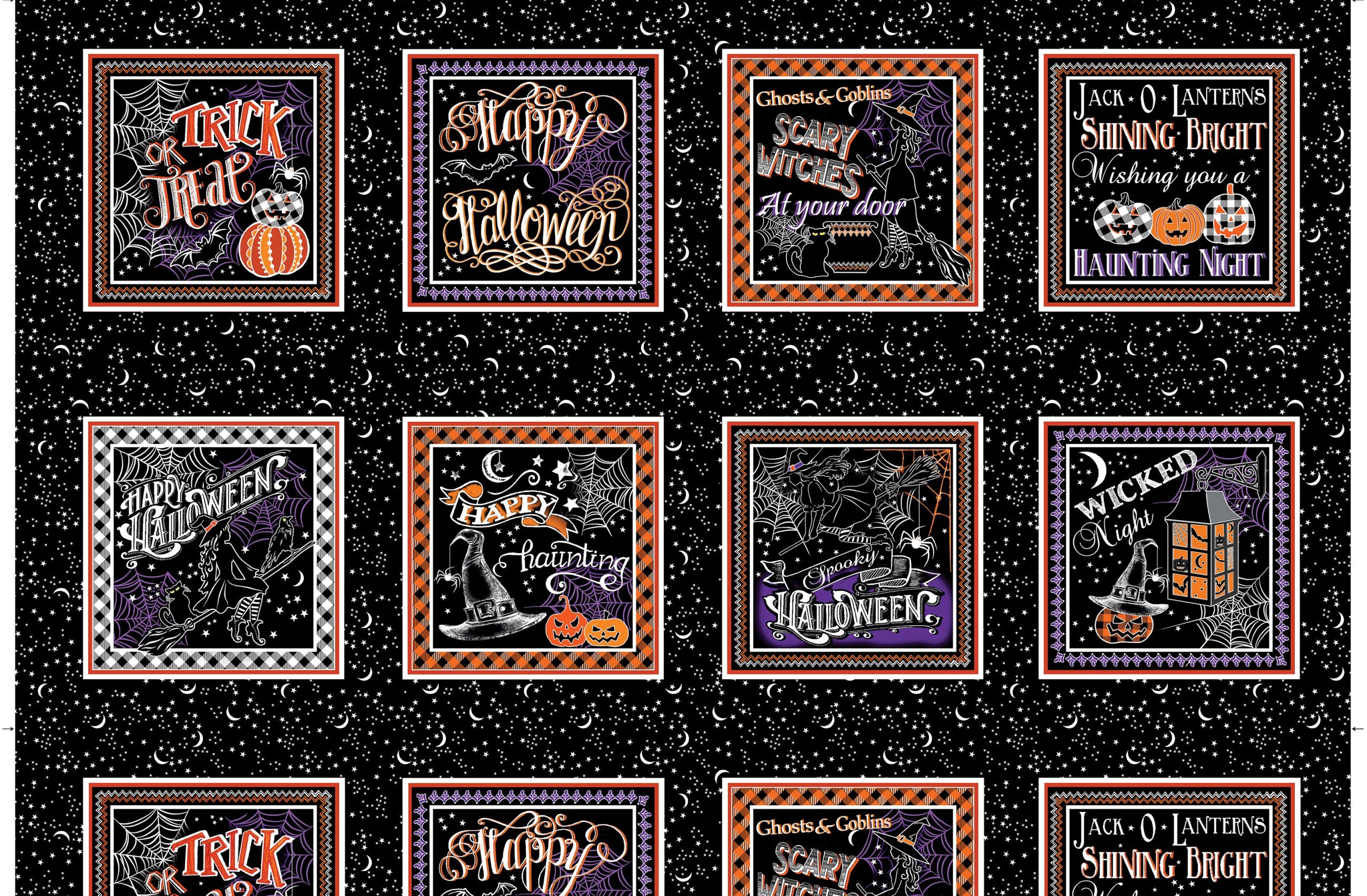 HAPPY HAUNTINGS BLACK Fabric Panel