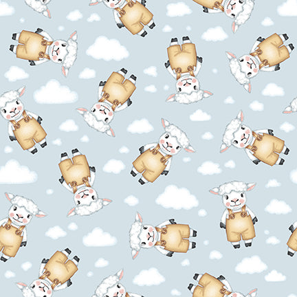 Boho Buddies: LIGHT BLUE LAMB Fabric (1/2 yd)