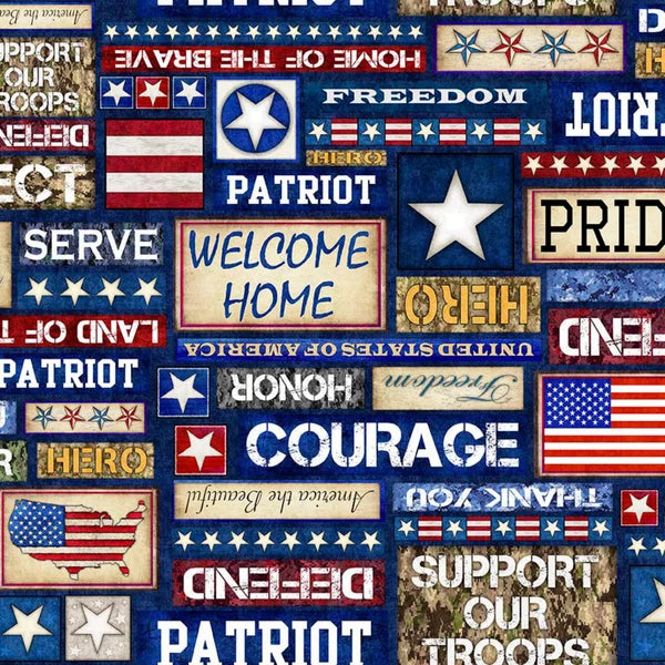 Patriot Text Multi 108" Wide 3 Yard Quilt Fabric Back Pack