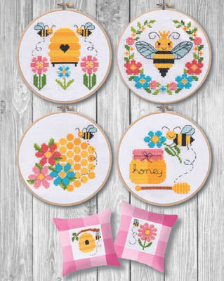 Bees & Honey Chart Cross Stitch Pattern by Tiny Modernist