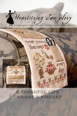 A Thankful Life Chair arm pinkeepEdition pattern by Heartstring Samplery