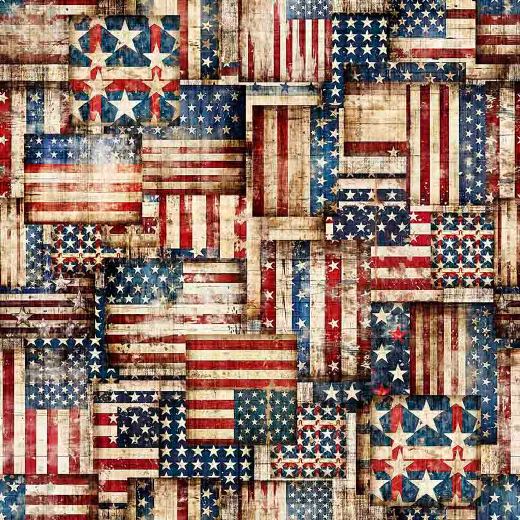 108" 1776 Flag Patchwork Wide Quilt Back Red/Navy