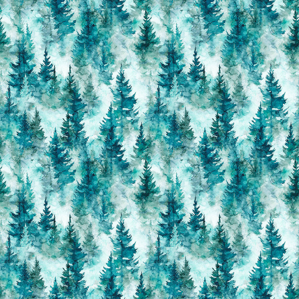108" Skyward Trees Wide Quilt Back Teal