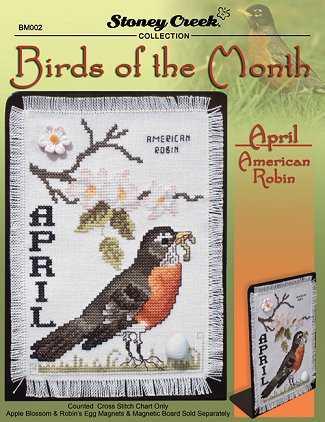 April - American Robin Leaflet BM002 - Cross Stitch Chart
