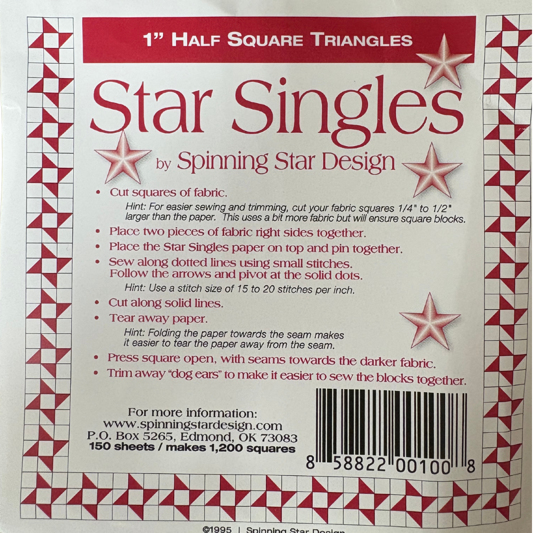 Spinning Star Half Square Triangle Star Singles 1" #SS010