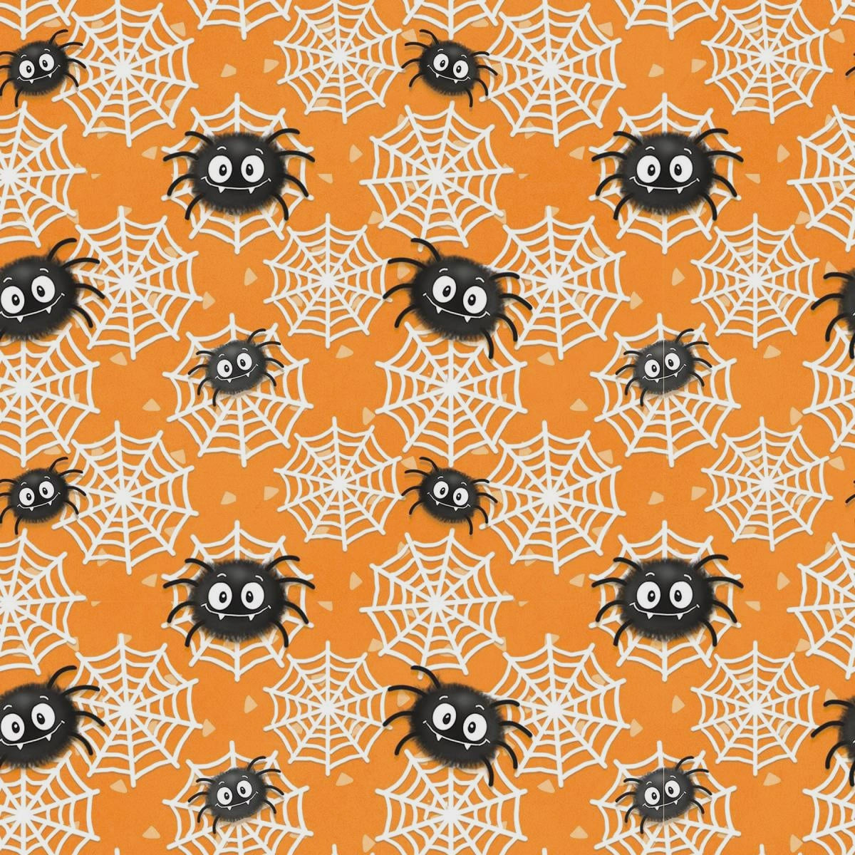 Moonlight Mischief Spider and Web Orange Glow in the Dark fabric