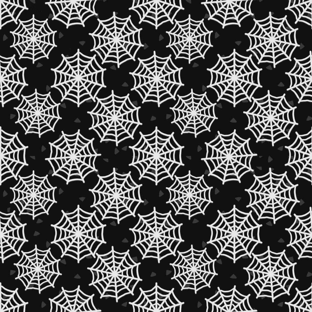 Moonlight Mischief Spider Web Black Glow in the Dark fabric