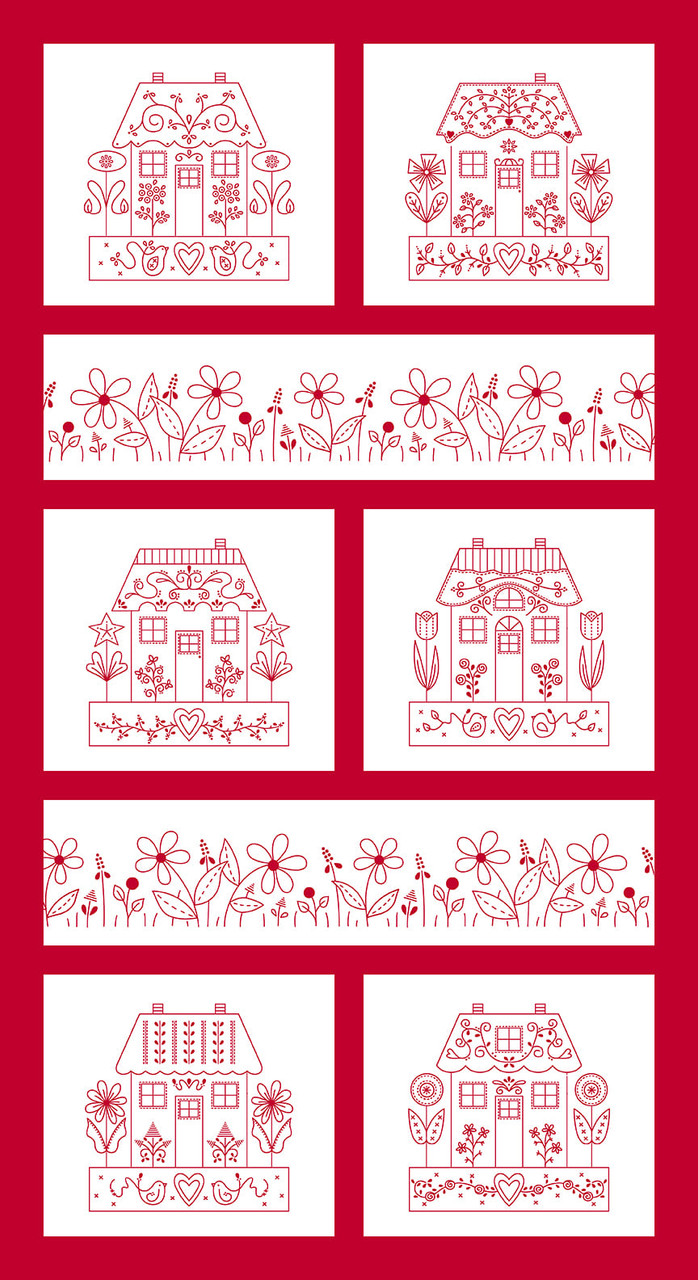 REDBERRY LANE RED Fabric Panel