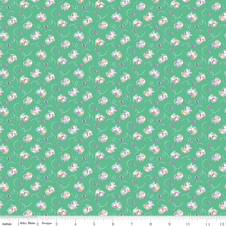 Basin Feedsacks 12290V Green Kittens Riley Blake