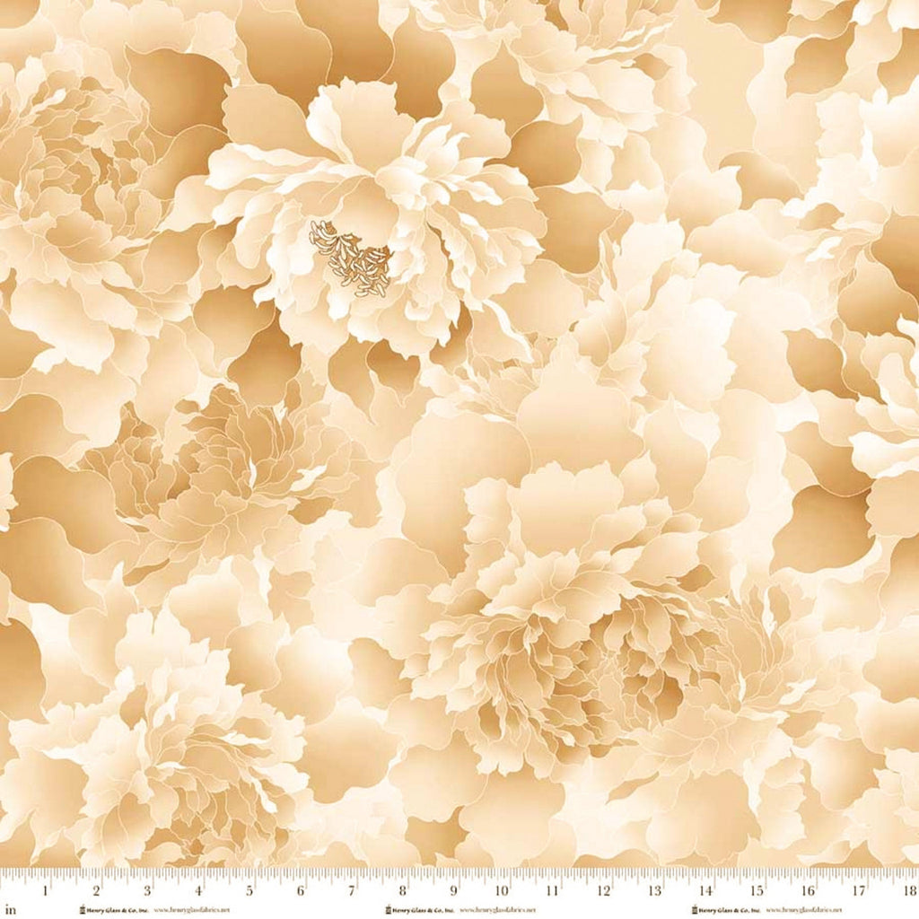 118" Peony Paradise Wide Quilt Back Tan