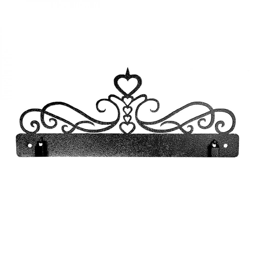 5 Heart Scroll With Clips Charcoal 12in Hanger