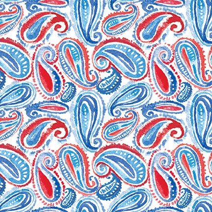 Lucky Stars: WHITE PAISLEY Fabric (1/2 yd)