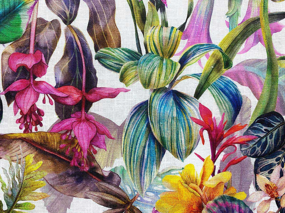Linen Print Fabric - Digital Floral #44259