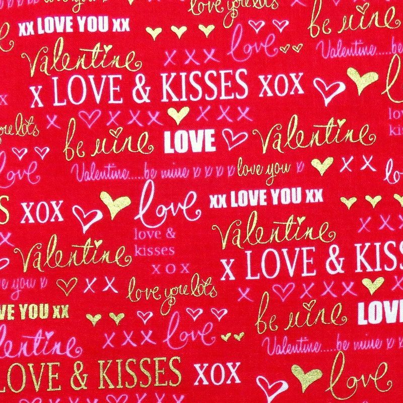 Benartex Cherish Love Words Red