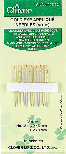 Clover Gold Eye Applique Needles - Size 12