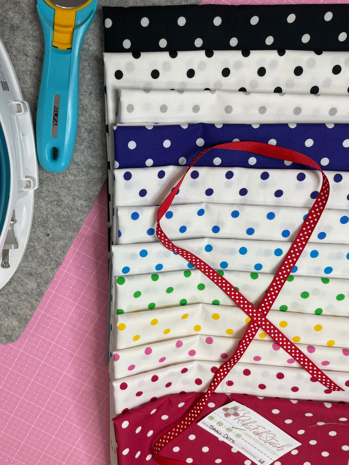Small Dots - PROMO Half Yard Bundle - (14) 18" x 42" pieces - DOTS & STRIPES & MORE Fabric Collection - Quilting Treasures