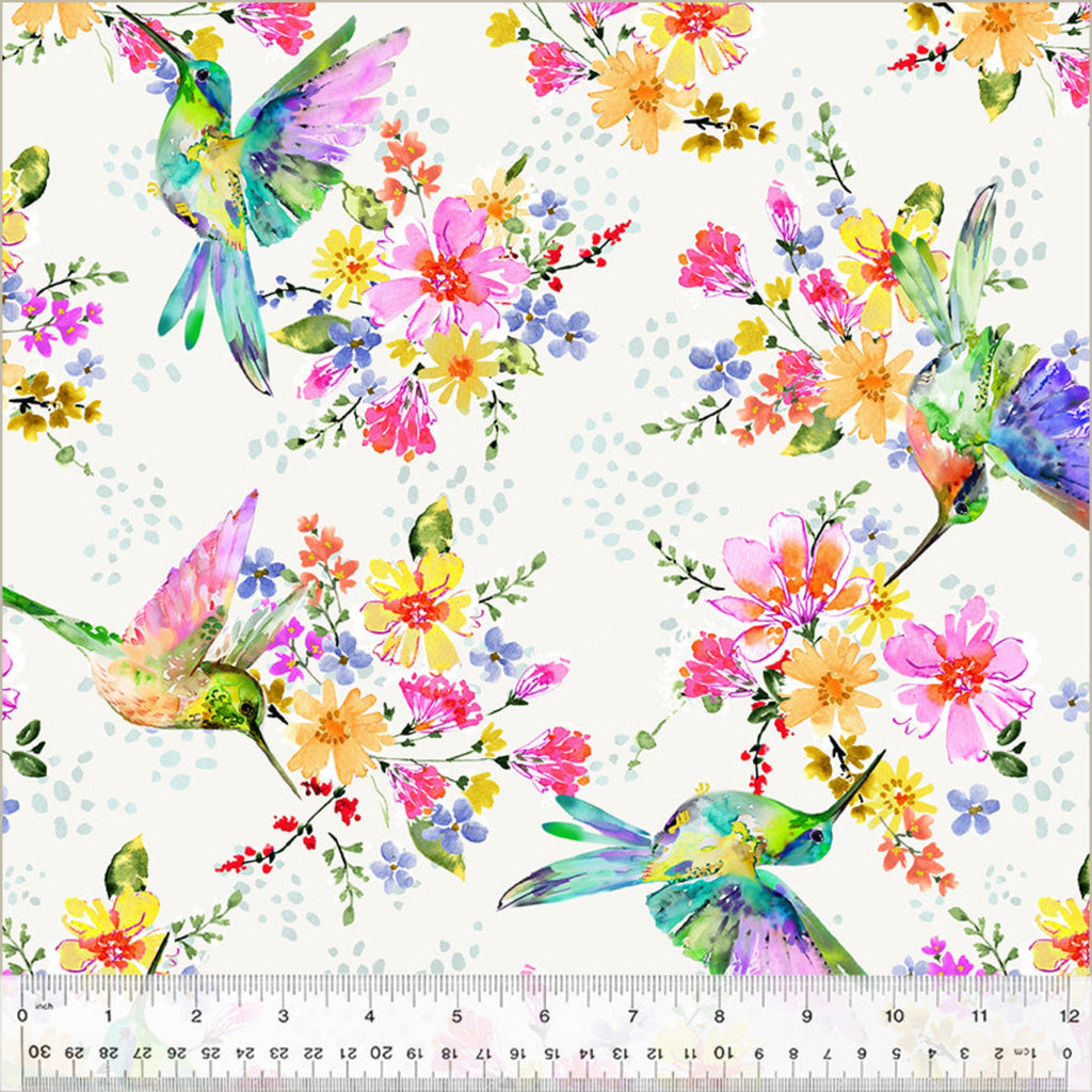 108" Pretty Pollinators Hummingbird Wide Quilt Back Ivory