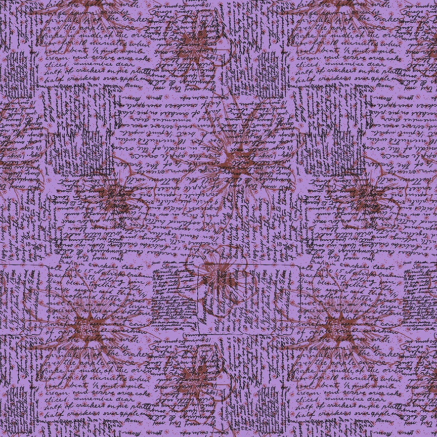 Winding Road Directions Lilac quilting cotton fabric by Natalie Barnes