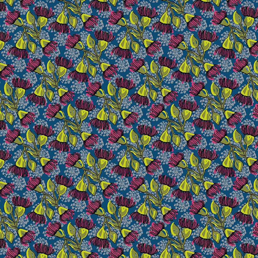 Winding Road Eucalyptus Teal quilting cotton fabric by Natalie Barnes