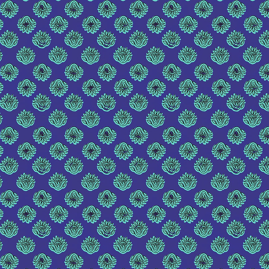 Winding Road Lotus Blue quilting cotton fabric by Natalie Barnes