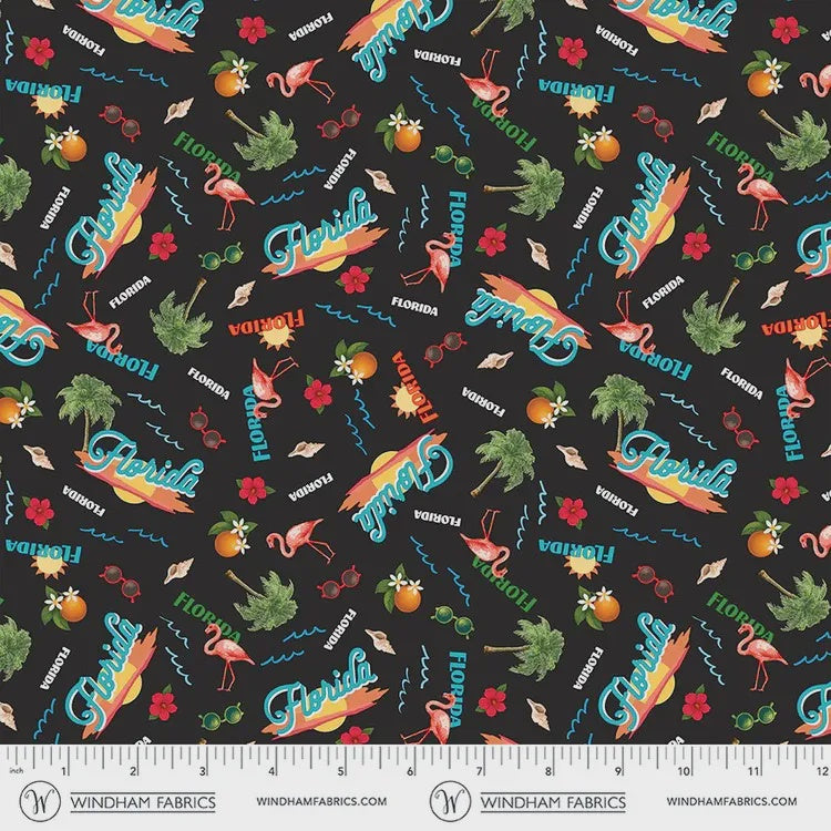 Florida Shop Hop 2026 Visit sunny Florida! Black fabric