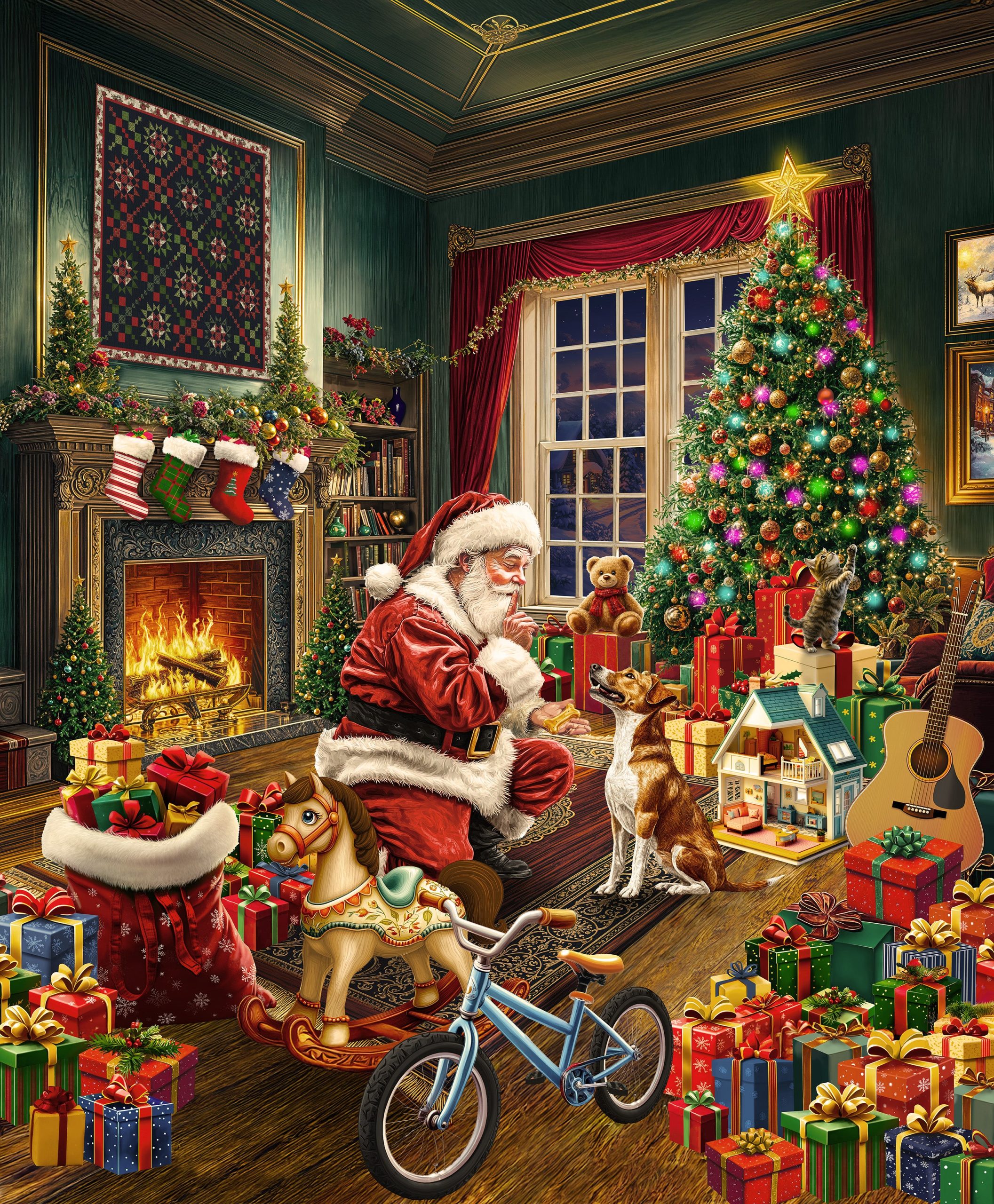 Winter Wonder: CHRISTMAS MORNING Panel fabric by Windham Fabrics