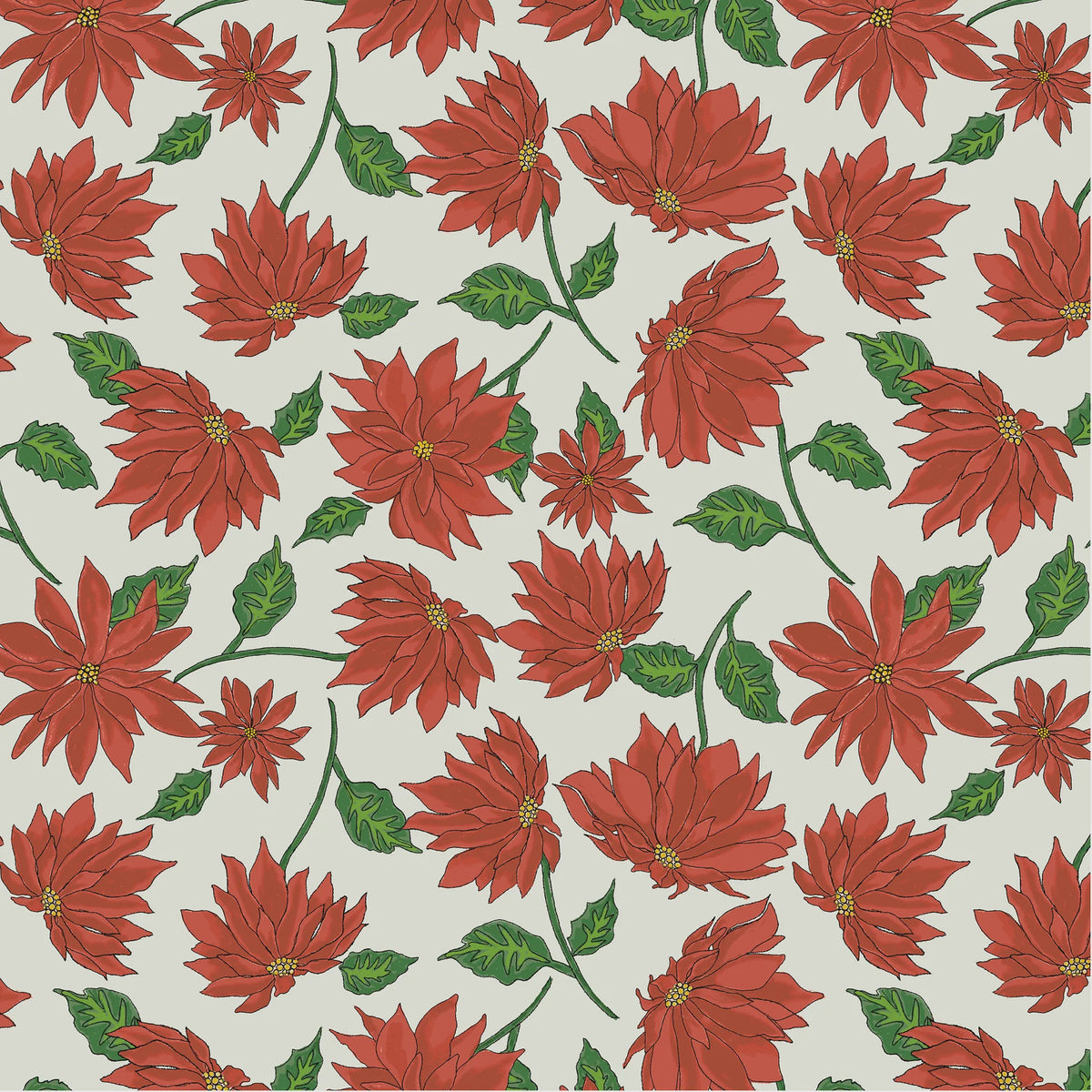 Jolly Collage Holiday Blooms Marshmallow fabric
