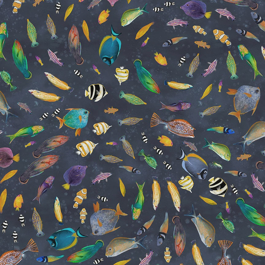 Deep Blue Shoal of Fish Deep Blue fabric