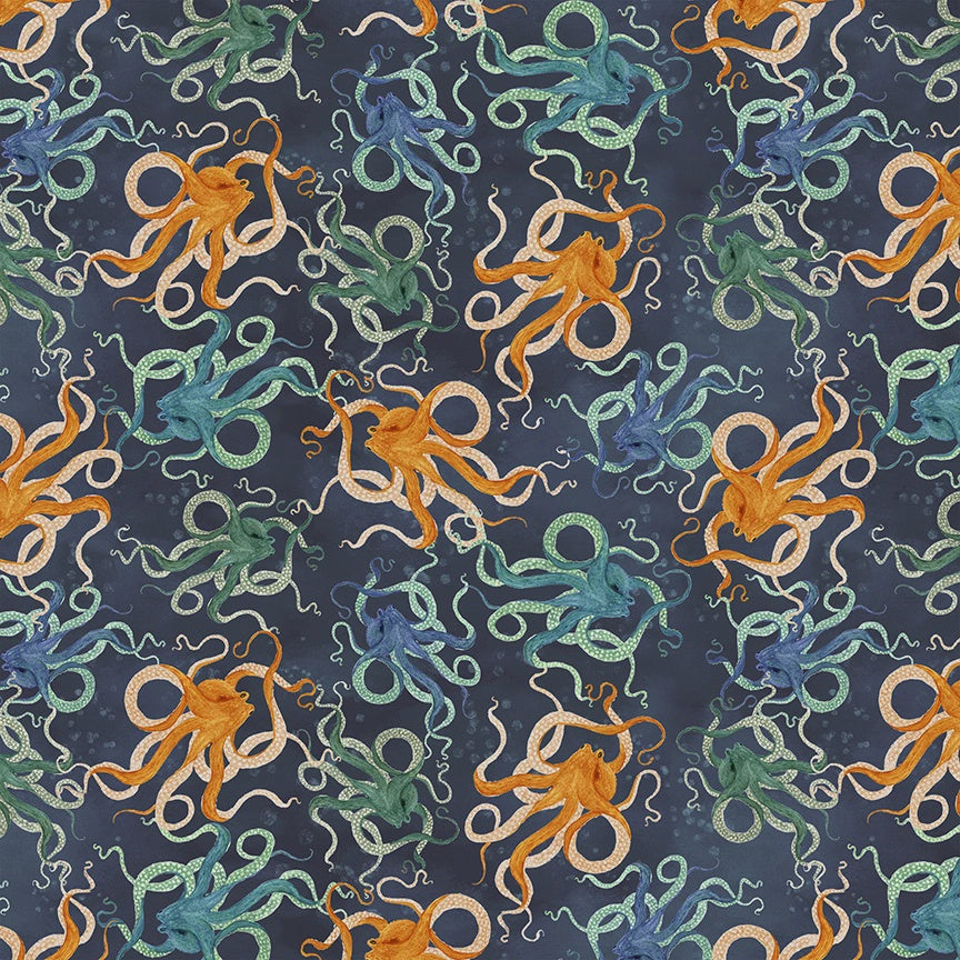 Deep Blue Octopodes Deep Blue fabric