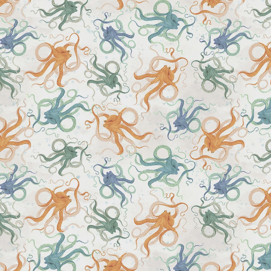 Deep Blue Octopodes Foam fabric