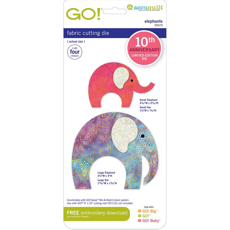 AccuQuilt GO! 10th Anniversary Limited Edition Elephants Die 55373