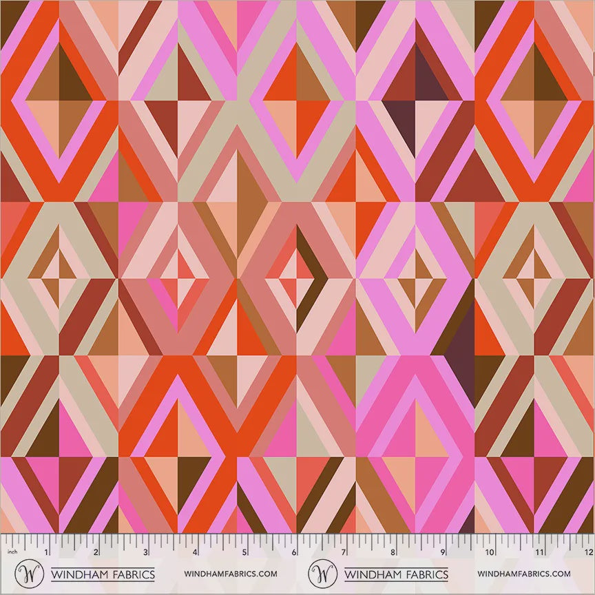 Happy Place Diamonds Coral Cotton fabric