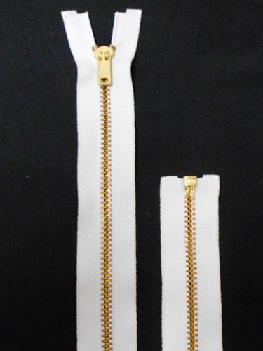 Separating Zipper - 80" For Coat Lining - White-Brass