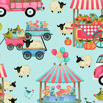 8203-12 Aqua/Multi || Country Fair