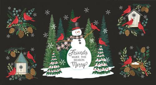 Winter Friends Charcoal Black Panel 56139 18