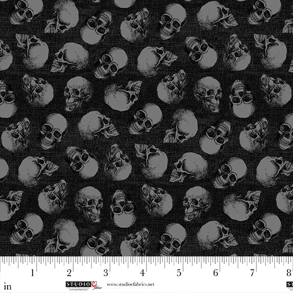 Fear Factory: BLACK SMALL SKULLTOSS Fabric (1/2 yd)